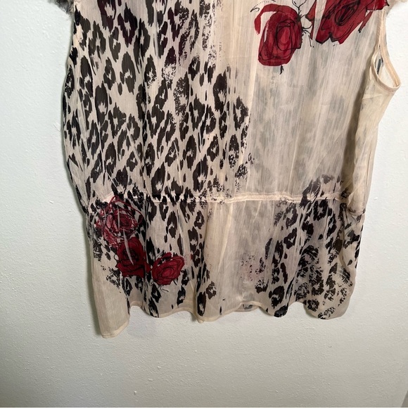 Jonathan Martin Button Down Blouse Beige Animal Print Floral 2X - Picture 10 of 13